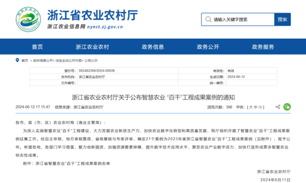 2023年度浙江省智慧農(nóng)業(yè)“百千”工程成果案例公布！托普云農(nóng)4大案例成功入選